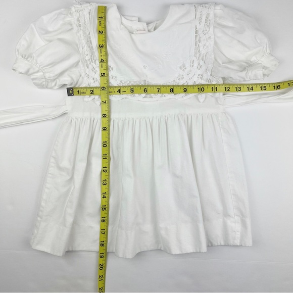 Vintage Allison Rose White Dress Eyelet Lace Bib Collar Size 2T - Picture 5 of 12